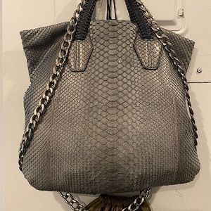 Nada Sawaya python & leather blue handbag